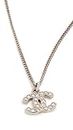 CHANEL Women's Pre-Loved Mini Crystal CC Pendant Necklace, Gray/Silver, One Size