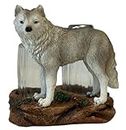 The Bridge Collection 4.25" Wolf Salt and Pepper Shaker Holder Set - 3 Piece Set - Wolf Kitchen Items - Fun Salt and Pepper Shakers for Cabin, Lodge, or Mountain Decor