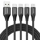 ANMIEL USB Type C Cable [4-Pack 10ft] USB 3A Fast Charge Cable Braided Charger Cord Compatible with Samsung Galaxy A10e A20 A50 A51 A71,S10 S9 S8 Plus S10E,Note 20 10 9 8,Moto G7 G8 (Black)