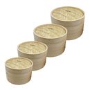 2 Tiers Bamboo Steamer Set w Two Layers and One Lid  Home Kitchen Cookware 3Size