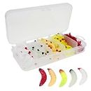Proberos® 125pcs Fishing Lures with Box 5-Color Worms Lures 1 Inch Soft PVC Realistic Maggot Worms Fishing Lures Fishing Baits