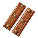 IUAQDP 2 Pieces Handbag Handle Leather Wrap Cover, Luggage Bag Grip Protector Saddle with Brass Clasp, Soft Purse Strap Pad Identifier for Shopping Bag Travel Bag Suitcase Tote Bag Wallet, Brown