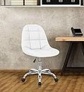 Deal Dhamaal Height-Adjustable Faux-Leather Office Desk Chair in White Color