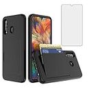 Asuwish Phone Case for Samsung Galaxy A20 A30 A50 with Screen Protector Cover and Credit Card Holder Stand Slim Hybrid Cell Gaxaly M10s A50S A30S A 30 50 50S 30S 20A S50 50A SM-A205U Women Men Black