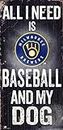 Fan Creations MLB Milwaukee Brewers Unisex Milwaukee Brewers Baseball and My Dog Sign, Team Color, 6 x 12