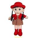 HELLO BABY Polyester Super Soft Stuffed Cap Doll for Baby Girls, Washable Cuddly Soft Plush Toy, Helps to Learn Role Play, Safe Toy for Kids - Red Color 40Cm
