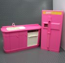 Juego de cocina Barbie Mattel Arco 1990 vintage rosa fregadero lavavajillas refrigerador