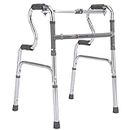DIALDRCARE Double Handle Aluminum Folding Step-up Walker for Adult Walking Mobility Aid for Senior Citizens (Grey)