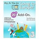 Three Mobile Sim Card 12GB of High-Speed Data + Unlimited Calls & Texts for 30-Days Free-Roaming - 71 Destinations Including All European Countries