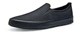Shoes for Crews Ollie II, Men's, Women's, Unisex Slip Resistant Work Shoes, Water Resistant Slip-On Sneakers, Red or Black, Black, 9.5 Women/8 Men