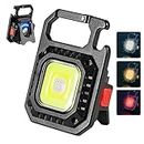 Led Keychain Flashlight,1000lumens Rechargeable Cob Waterproof Portable Led Work Light，5 Light Modes Portable Pocket Light With Battery Display As Bottle Opener And Magnet Base For Walking And Camping
