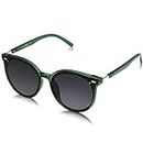 SOJOS Classic Round Sunglasses for Women Men Retro Vintage Shades Large Plastic Frame Sunnies SJ2067 with Green Frame/Grey Lens