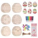 HBell Easter Wooden Crafts Wood Ornaments Kits,Easter Wooden Crafts DIY Rabbit Chick Egg Hanging Set for Kids Easter Party Supplies Kids Painting Arts Crafts Spring Home Garden Decor (Egg)
