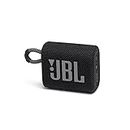 JBL GO 3 kleine Bluetooth Box in Schwarz – Wasserfester, tragbarer Lautsprecher für unterwegs �– Bis zu 5h Wiedergabezeit mit nur einer Akkuladung. (1er Pack)