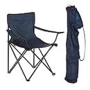 Mokshith Padded Folding Camping Chair with Armrests, Drink Holder and Transport Bag, Steel and Polyester