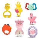 Baybee 7 Pcs Baby Rattles Toys Set for Babies, Non-Toxic Rattle Teether Set with Smooth Edges | Newborn Baby Gift Products | Baby Rattles Set for Newborn Infant Babies 3-12 Months Boy Girl (7 Pcs)