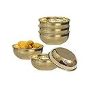 Pure Source India Brass Hammered Serving Bowl – 250 Ml, 6 Pieces Gold- Led Free and Food Safe