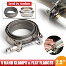 2PC 2.5 inch Stainless Steel V-Band Clamp 304 Flange Vband Exhaust Downpipe 64mm