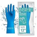 INSIME Heavy duty rubber gloves for clothes washing & kitchen cleaning for women - Premium Long hand gloves for dish washing & utensils washing - Household rubber gloves for bathroom cleaning gloves