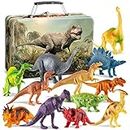 PLAYVIBE Dinosaur Toys - 12 7-Inch Realistic Dinosaurs Figures with Storage Box |Dino Toys for Kids 3-5 5-7 | Toddler Boy Toys