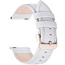Fullmosa Quick Release Leather Watch Band 22mm Compatible with Samsung Galaxy Watch 46mm,Galaxy Watch 3 45mm,Gear S3 Frontier/Classic,Garmin Vivoactive 4/Fenix 7/Venu 2,Fossil Watch Strap 22mm White, Rose Gold Buckle