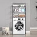 MALLBOO Mensola per lavatrice senza foratura, a 3 livelli, in acciaio inox, salvaspazio, colore: grigio