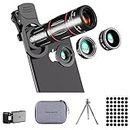 Phone Camera Lens Kit Upgraded Version Telephoto 28X + Wide Angle 0.6X Macro 20X Fisheye 198° for Most Smartphones