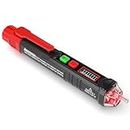 KAIWEETS Voltage Tester/Non-Contact Voltage Tester w/ Dual Range AC 12V-1000V/48V-1000V, Live/Null Wire Tester, Electrical Tester w/ LCD Display, Buzzer Alarm, Wire Breakpoint Finder-HT100(Red/Black)