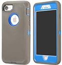 Annymall Case Compatible for iPhone 8 & iPhone 7, Heavy Duty [with Kickstand] [Built-in Screen Protector] Tough 4 in1 Rugged Shorkproof Cover for Apple iPhone 7 / iPhone 8 (Grey/Blue)