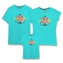 Bouncy Toonz Family T Shirts for 3 - Family Dress Set Matching 3 - Mother Daughter Dress Combo - Regular Fit Cotton Round Neck Half Sleeve(Pack of 3)-(bluevacay-ablue-3pcs)