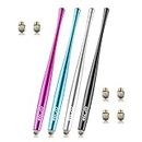 Elzo Stylus Pen Combo for Touch Screen 4 Packs with 6 Replacement Fiber Fine Tips for Tablet iPad, iPhone, Samsung, Microsoft Surface Pro, HTC, Sony and more Android Phones (Black & Silver & Rose red& Blue)