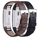 Tobfit for Fitbit Alta HR/Fitbit Alta Leather Bands [2 Pack] Replacement Wristbands for Fitbit Alta HR and Fitbit Alta No Tracker (- Black&Coffee)