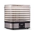 Devanti Food Dehydrator, 7 Trays 245W Electric Excalibur Dehydrators Dryer Machine Oven Jerky Yogurt Fruit Maker Home Small Kitchen Appliances, with Timer Stainless Steel Casing Silver