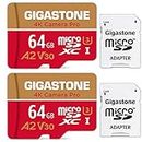 Gigastone 64GB 2-Pack Micro SD Card MicroSD A2 V30 UHS-I U3 C10, Run App for Smart Phone, UHD 4K Video Recording, Read/Write 95/30 MB/s, Dashcam Gopro Canon Nikon Camera Samsung