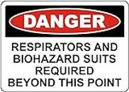 Danger Respirators and Biohazard Suits Required Sign | Waterproof Sticker