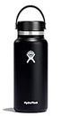 HYDRO FLASK - Water Bottle 946 ml (32 oz) - Vacuum Insulated Stainless Steel Water Bottle with Leak Proof Flex Cap and Powder Coat - BPA-Free - Wide Mouth - Black