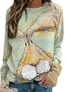 OMZIN Mignon Lapin Femmes Sweatshirt Oversize Pull De Pâques Col Rond Ample T - Shirt à Manches Longues Vert Clair XL