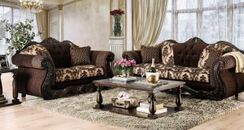 ON SALE - Traditional Living Room Wood Trim & Brown Fabric Sofa Loveseat Set RD3