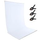 Zdada White Backdrop Screen Background - 5x7ft White Collapsible Background with 3 Spring Clamps for Backgrounds Stand, Photography Shooting (Backdrop Only)