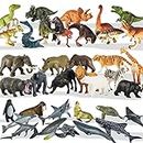 TOEY PLAY 3 in 1 Animal Figures, Sea Animals Creatures Toys, Wild Jungle Zoo Safari Animals, Dinosaur Toy, Assorted Animals, 36PCS, Gifts for Kids 3 4 5 6 Years Old