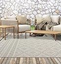 the carpet Calgary - Robust, weatherproof & UV resistant outdoor carpet for balcony, terrace, conservatory, kitchen or dining room - Beige - 67 x 180 cm