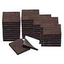 48 cojines de muebles cuadrados de fieltro antiarañazos para patas de silla, protector de suelo, color marrón