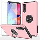 Asuwish Compatible with Samsung Galaxy A50 A50S A30S Case and Tempered Glass Screen Protector Cover Ring Holder Stand Cell Phone Cases for Glaxay A 50 50S 30S Gaxaly S50 50A SM A505G Women Rose Gold