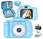 CADDLE & TOES Kids Camera for Girls Boys,Kids Selfie Camera 13MP 1080P HD Digital Video Camera for Toddler,Christmas Birthday Gifts for 4+ to15 Years Old Children (Blue Camera Case with SDCard)