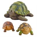 Juego de 3 estatuas de jardín de tortugas esculturas al aire libre realistas de patio de tortugas