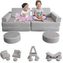 Kids Couch Sofa 10 Pieces Fold Out Couch Play Set Modular Foam Play Couch Grey