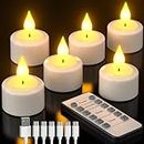 Yme Wiederaufladbar LED Teelichter mit Fernbedienung und Timer, 6 Stück LED Kerzen Flackernde mit Timerfunktion und USB C Ladekabeln für Wohnzimmer Zimmer Halloween Weihnachten Party Deko