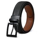 AWAYTR Reversible Kids Belts for Boys - Black and Brown Leather Belt for School Uniform Casual Jeans (70cm,Black)