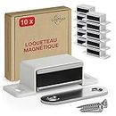 LouMaxx Magnetic Catch Strong – Holding Force 4 kg – Set of 10 in White – Door Magnet – Magnetic Closing Cabinet – Magnetic Door Closer – Magnetic Cupboard Door