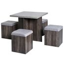 HOMCOM Dining Table w/ 4 Ottomans Seats Kitchen Home Furniture Set Modern Style